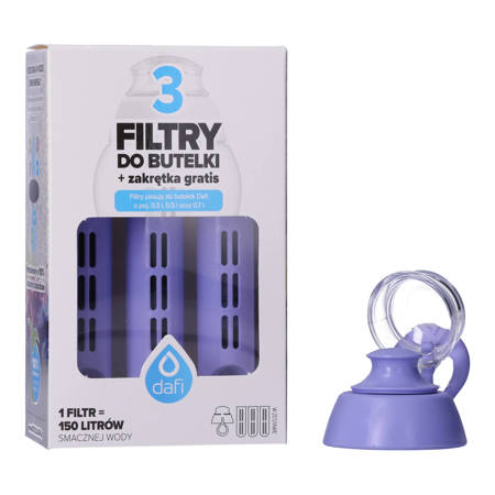 3x Filtr do butelki DAFI + zakrętka (SOFT) fioletowy